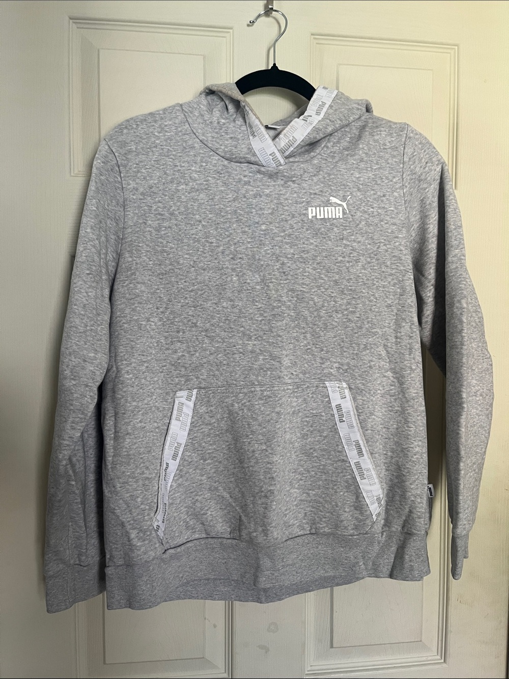 Puma Light Gray Pullover Hoodie with Logo